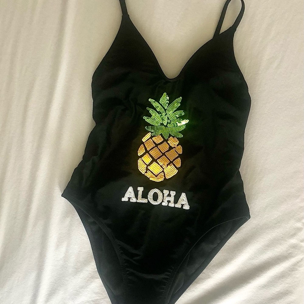 Sequin pineapple “Aloha” one piece swimsuit